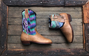 Size 42 - Convertible Cowgirl Boots - Green and Purple