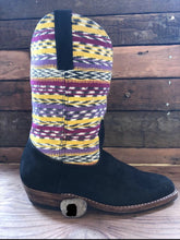 Load image into Gallery viewer, Size 38 Traditional Cowgirl Boot Black with Yellow Stripes