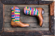 Load image into Gallery viewer, Size 40 Traditional Cowgirl Boot Rainbow Stripes