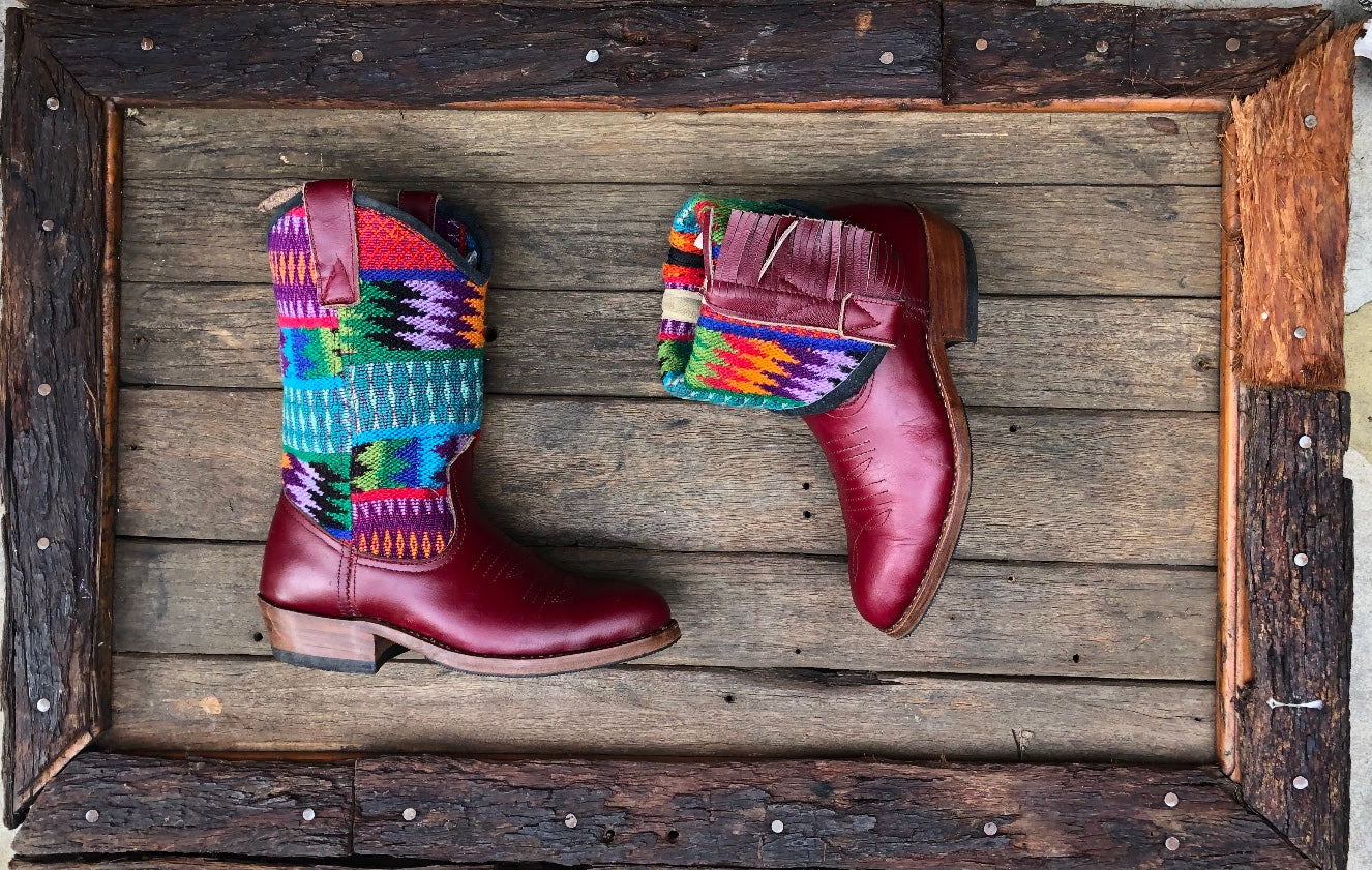 Size 38 - Convertible Cowgirl Boots - Rainbow Aztec