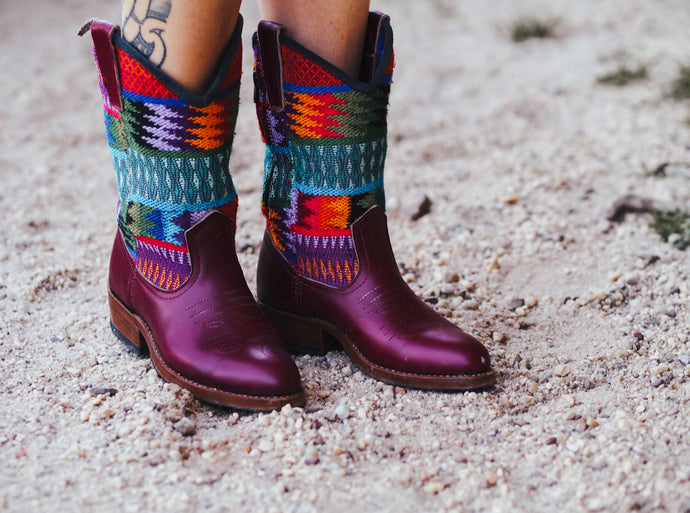 Size 38 - Convertible Cowgirl Boots - Rainbow Aztec