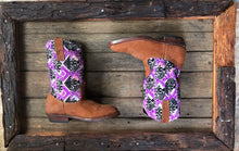 Load image into Gallery viewer, Size 38 Traditional Cowgirl Boot Purple and Black Birds