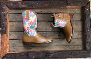 Size 39 - Convertible Cowgirl Boots - Pastel Birds of Paradise