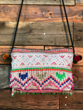 Load image into Gallery viewer, Hill Tribe Clutch-green beads and zig zags