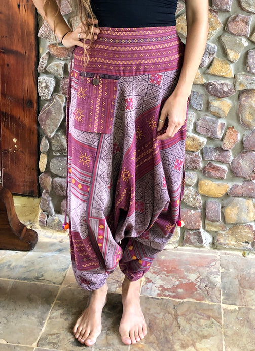 Hill-tribe Baggy Pants with Pockets - Mauve