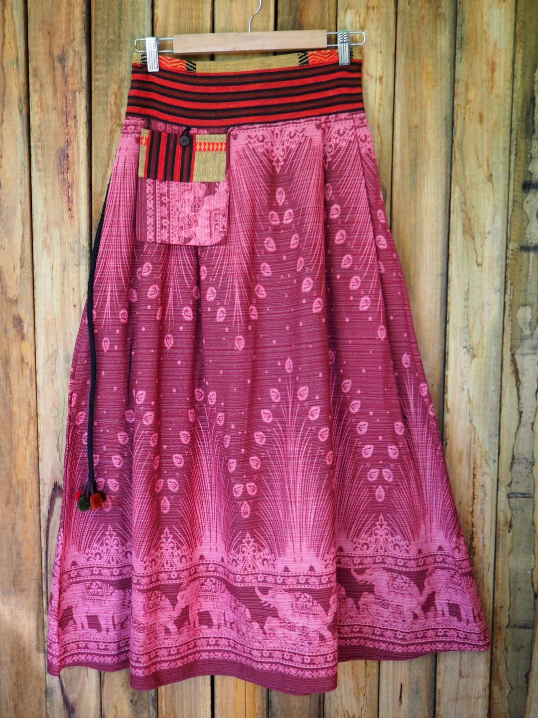Feathery Long Skirt with Pocket - Pink