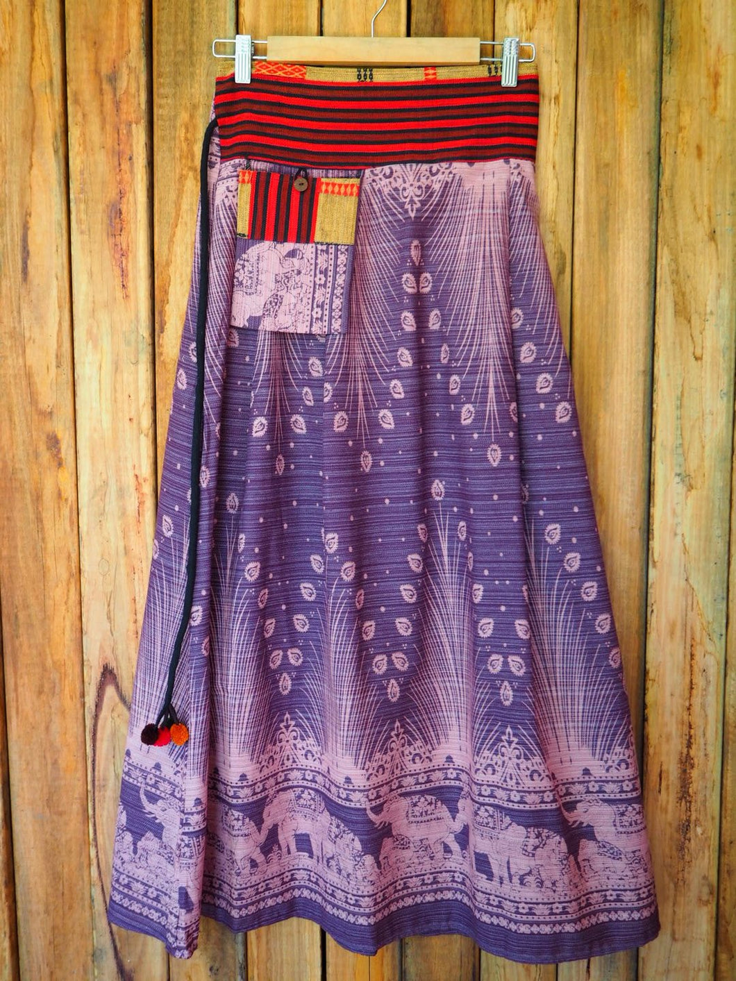 Feathery Long Skirt with Pocket - Purple