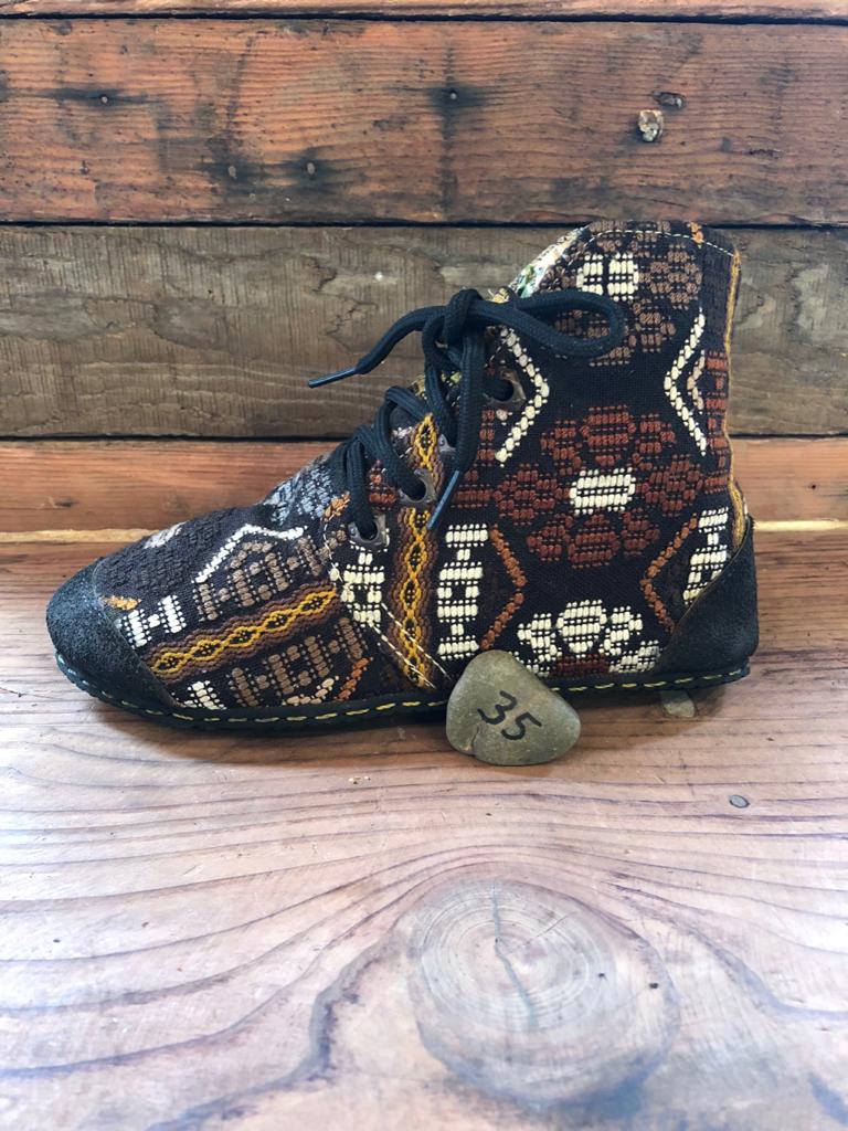 Size 35 Cloth Moccasins Earthy Tones