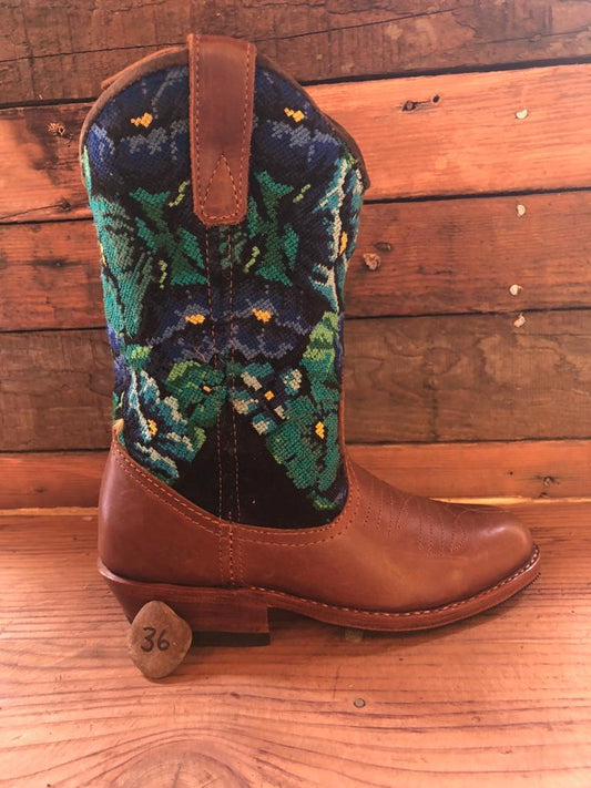Size 36 - Convertible Cowgirl Boots - Aztec and Turquoise Flower Garden