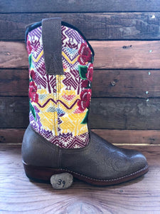 Size 36- Convertible Cowgirl Boots - Yellow Birds and Hot Pink Flowers