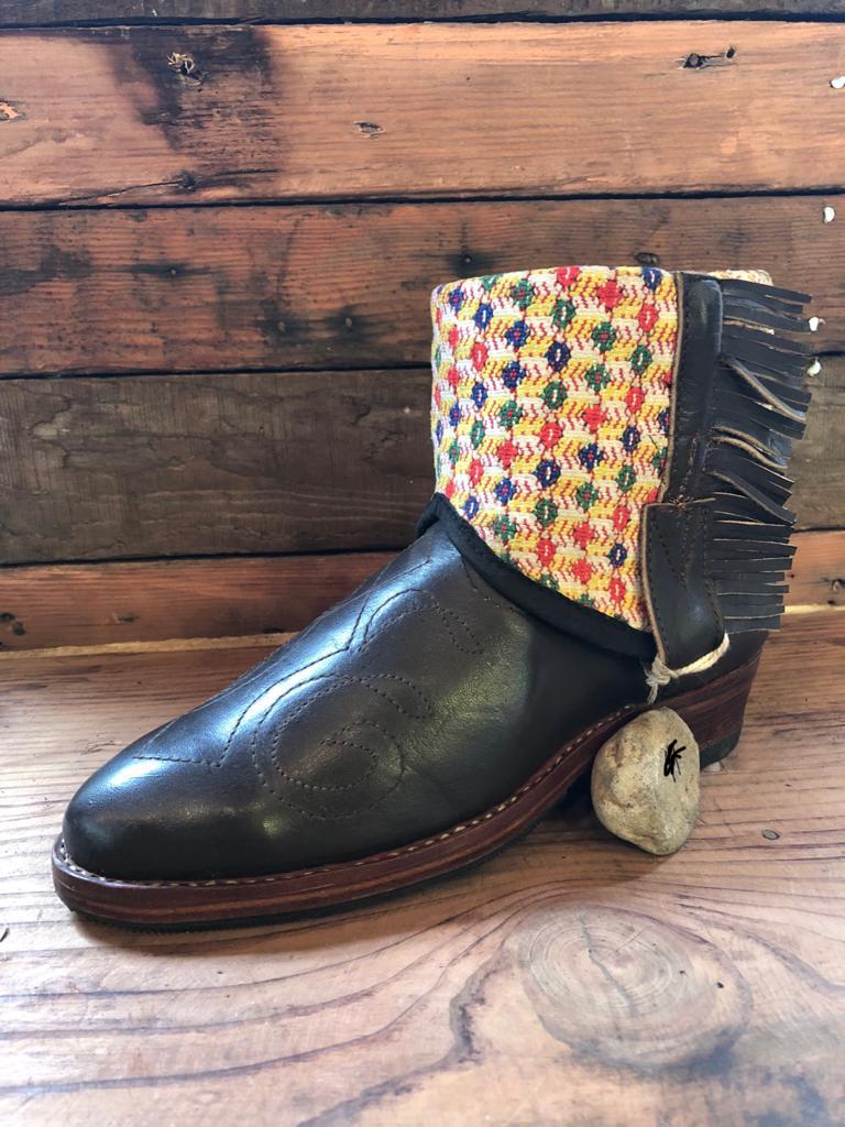 Size 38 - Convertible Cowgirl Boots - Pink Yellow Funky Fun