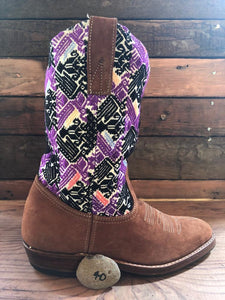 Size 38 Traditional Cowgirl Boot Purple and Black Birds