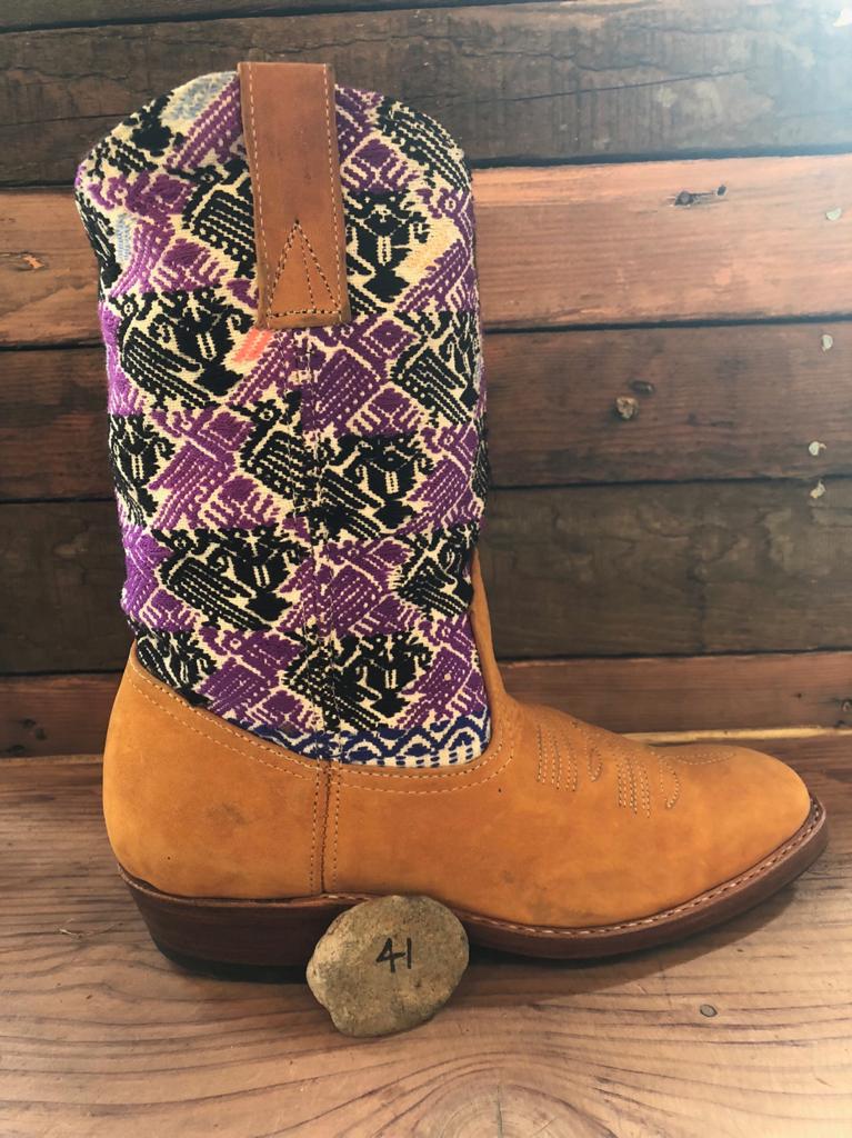 Size 40 Traditional Cowgirl Boot Purple and Black Birds
