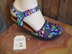 Size 35 Ballerina Sandals - Purple and Blue Pansies
