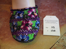 Load image into Gallery viewer, Size 35 Ballerina Sandals - Purple and Blue Pansies
