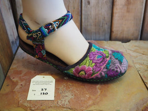 Size 37 Ballerina Sandals - Purple and Blue Flowers and Deer