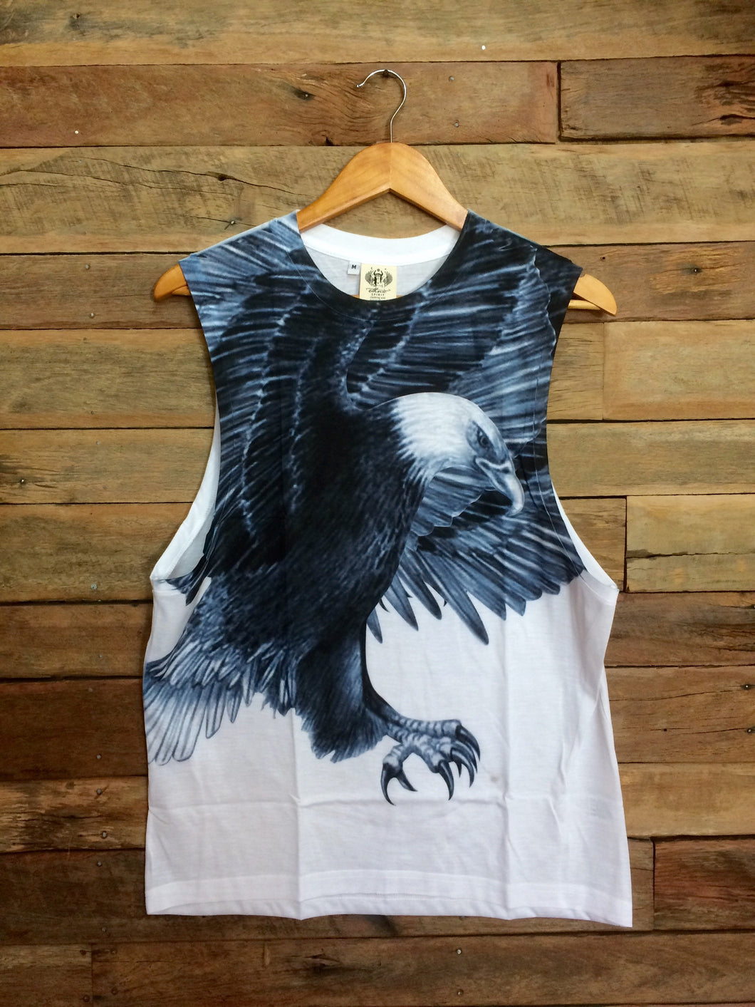 Large Arty Singlet - Black and White Eagle