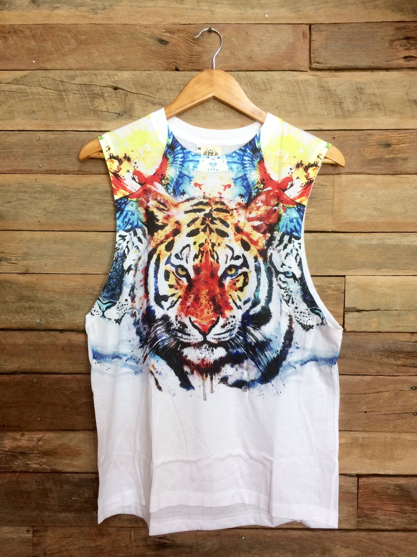 Large Arty Singlet - Tiger and Birds